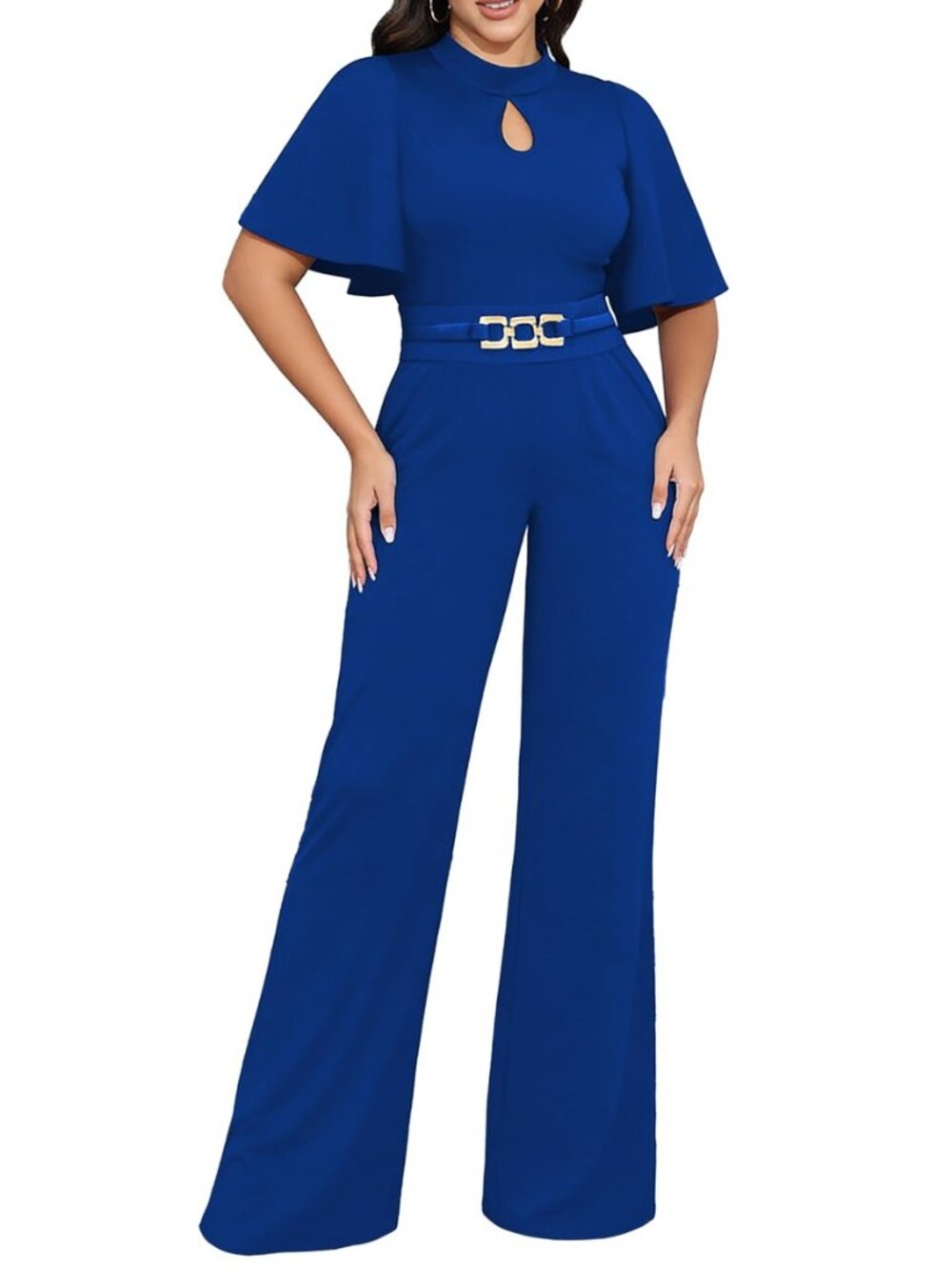 Womens Casual Loose Ruffles Short Sleeve Jumpsuits